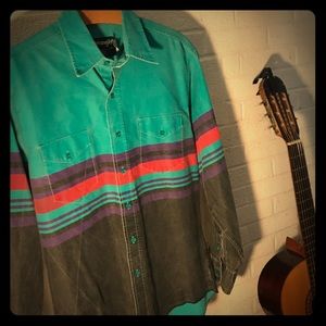 Vintage Wrangler Aztec Style Long Tail Shirt